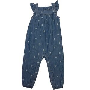Carter's Baby Girl Jumpsuit Romper Blue Floral Ruffle Sleeves